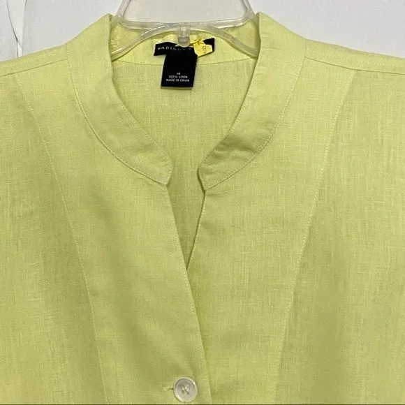 Madison Studios Pale Yellow Green Blazer Jacket Over Shirt size 14 - Picture 2 of 10